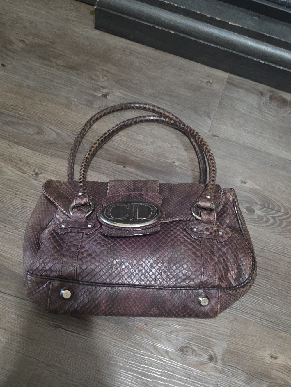 Dior Brown Textured Shoulder Bag with CD Logo